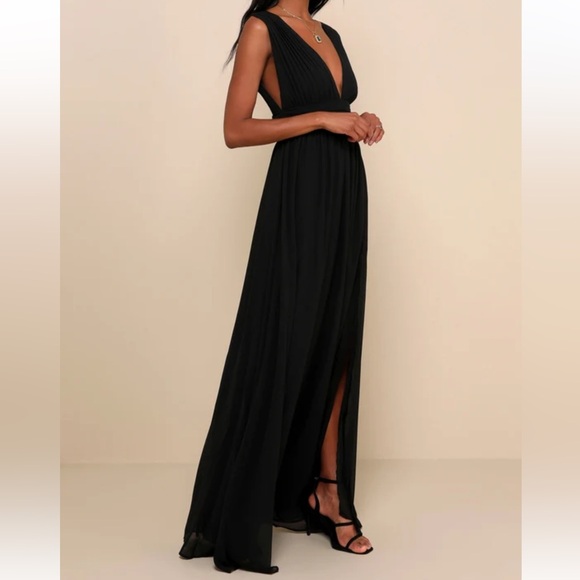 Lulus Heavenly Hues Black Maxi Dress size XLarge NWT - Picture 3 of 16
